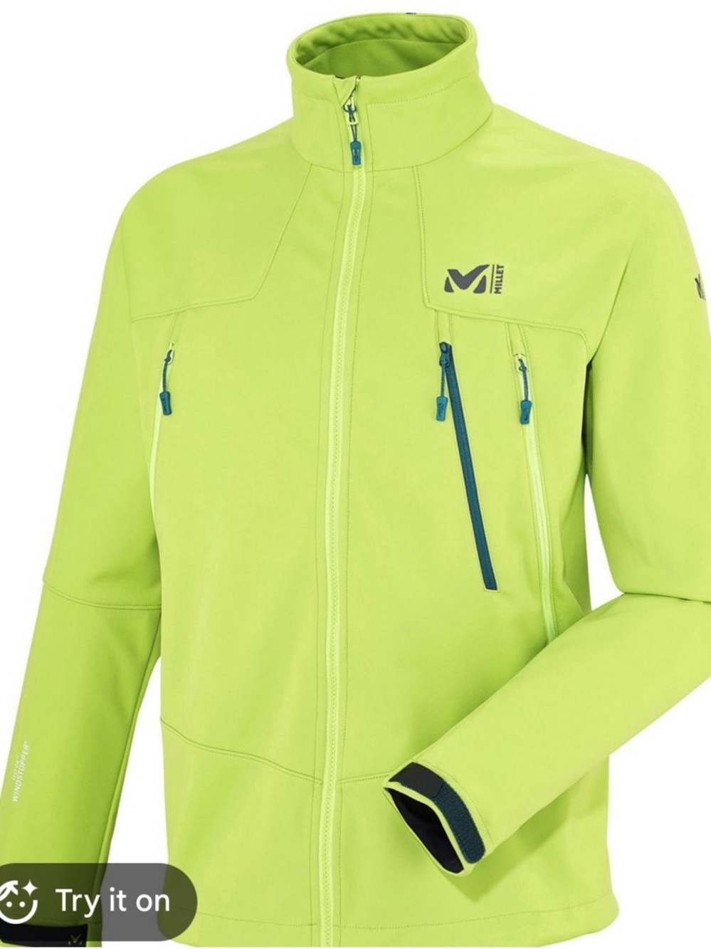 Millet GORE-TEX WINDSTOPPER Technical Softshell Jacket men’s sz S neon green